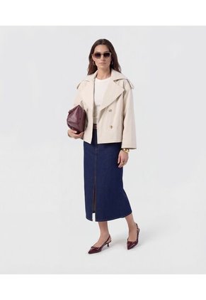 Chaqueta Corta Estilo Trench   Para Mujer Crema Patprimo