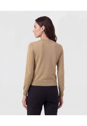 Cárdigan Clásico Cuello Redondo Para Mujer Café Patprimo