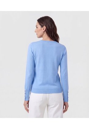 Saco De Punto Con Detalle De Botones En Puño Para Mujer Azul Patprimo