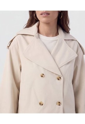 Chaqueta Corta Estilo Trench   Para Mujer Crema Patprimo