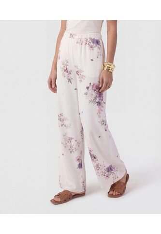 Pantalón Wide Leg De Textura Ligera   Para Mujer Blanco Patprimo Patprimo
