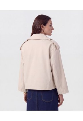 Chaqueta Corta Estilo Trench   Para Mujer Crema Patprimo