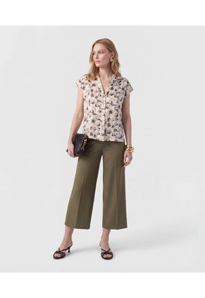 Pantalón Culotte De Tiro Alto   Para Mujer Verde Patprimo