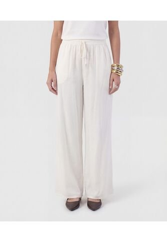 Pantalón Fluido Con Pretina Elástica   Para Mujer Blanco Patprimo Patprimo