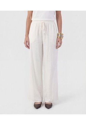 Pantalón Fluido Con Pretina Elástica Para Mujer Blanco Patprimo