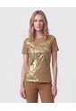 Camiseta De Cuello Redondo Para Mujer  Para Mujer Dorado Patprimo de Patprimo