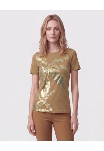 Camiseta De Cuello Redondo Para Mujer  Para Mujer Dorado Patprimo Patprimo