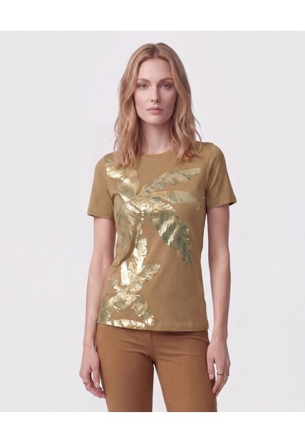 Camiseta De Cuello Redondo Para Mujer  Para Mujer Dorado Patprimo