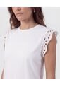Camiseta Manga Sisa Con Ojalillo   Para Mujer Blanco Patprimo de Patprimo