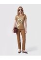 Camiseta De Cuello Redondo Para Mujer  Para Mujer Dorado Patprimo de Patprimo
