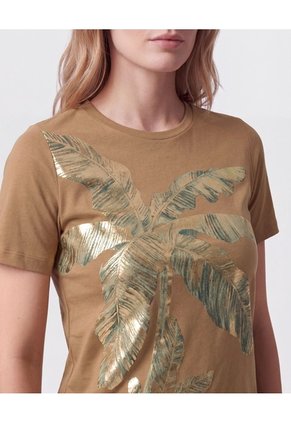 Camiseta De Cuello Redondo Para Mujer  Para Mujer Dorado Patprimo