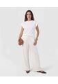 Pantalón Fluido Con Pretina Elástica   Para Mujer Blanco Patprimo de Patprimo
