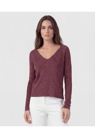 Saco De Punto Cuello En V   Para Mujer Vino Patprimo Patprimo