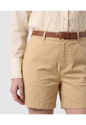 Bermuda De Tiro Alto Con Cinturon   Para Mujer Café Patprimo