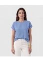 Blusa Minimalista De Manga Corta   Para Mujer Azul Patprimo de Patprimo