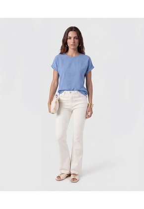 Blusa Minimalista De Manga Corta   Para Mujer Azul Patprimo