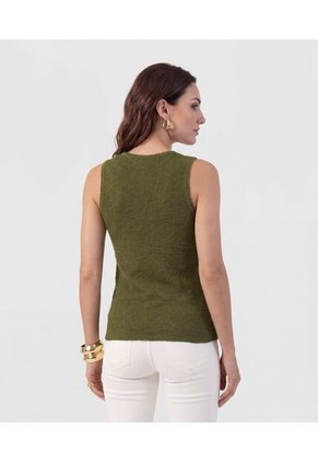 Chaleco De Tejido Con Botones Dorados   Para Mujer Verde Patprimo