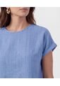 Blusa Minimalista De Manga Corta   Para Mujer Azul Patprimo de Patprimo