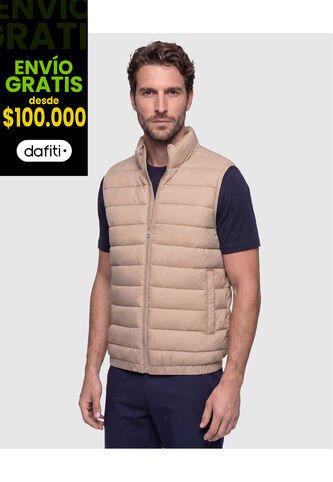 Chaleco Acolchado Cuello Alto   Para Hombre Café Patprimo Patprimo