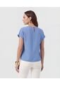 Blusa Minimalista De Manga Corta   Para Mujer Azul Patprimo de Patprimo
