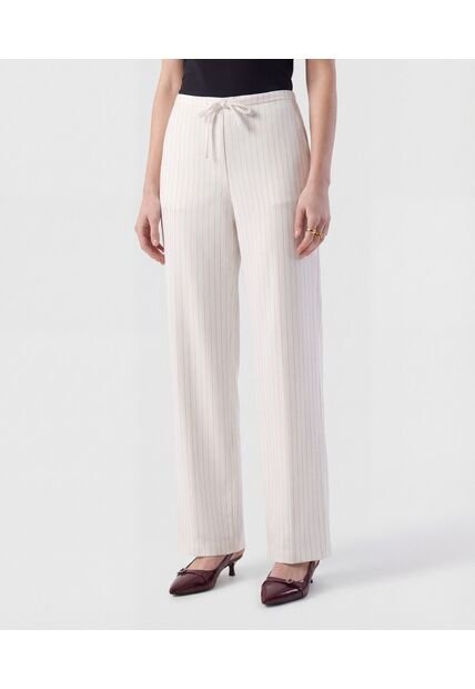 Pantalón Wide Leg Con Cordón   Para Mujer Blanco Patprimo