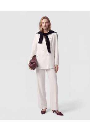 Pantalón Wide Leg Con Cordón   Para Mujer Blanco Patprimo