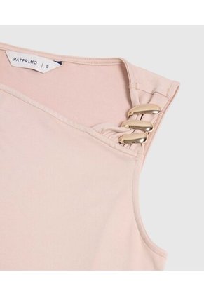 Camiseta Manga Sisa Con Detalle Metálico   Para Mujer Rosa Patprimo