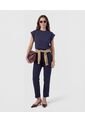 Pantalón Clasico De Tiro Alto   Para Mujer Azul Patprimo de Patprimo