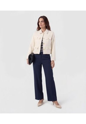 Pantalón Unicolor Con Pinzas   Para Mujer Azul Patprimo