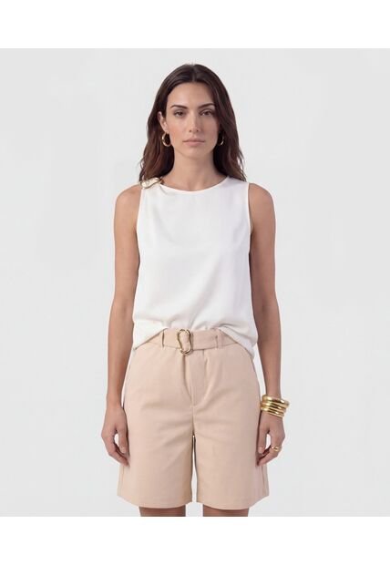 Blusa Sisa Con Detalle Metálico   Para Mujer Blanco Patprimo