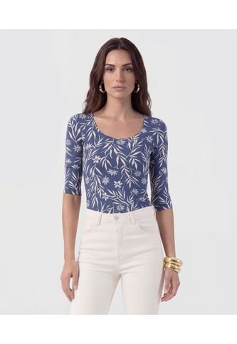 Camiseta Manga Media Y Cuello Redondo   Para Mujer Azul Patprimo Patprimo
