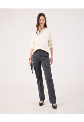 Jean Straight Con Detalle   Para Mujer Gris Patprimo
