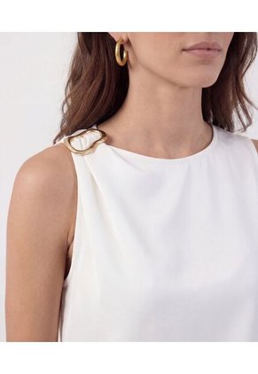 Blusa Sisa Con Detalle Metálico   Para Mujer Blanco Patprimo
