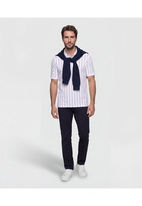 Polo Manga Corta Con Cuello De Rib Para Hombre Blanco Patprimo