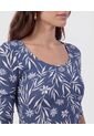 Camiseta Manga Media Y Cuello Redondo   Para Mujer Azul Patprimo de Patprimo