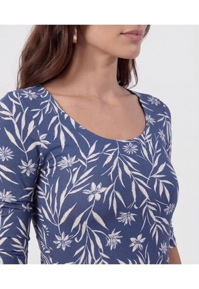 Camiseta Manga Media Y Cuello Redondo   Para Mujer Azul Patprimo