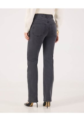 Jean Straight Con Detalle   Para Mujer Gris Patprimo