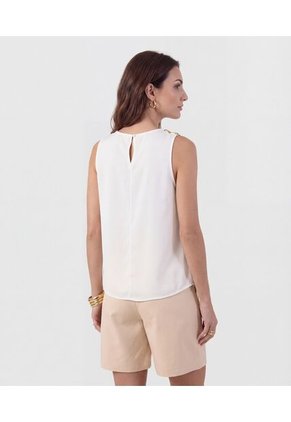 Blusa Sisa Con Detalle Metálico   Para Mujer Blanco Patprimo
