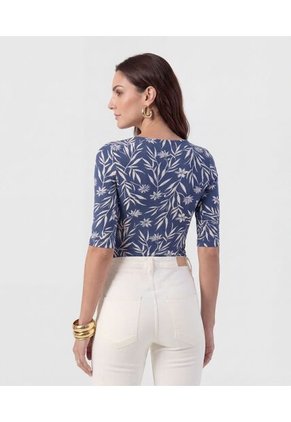 Camiseta Manga Media Y Cuello Redondo   Para Mujer Azul Patprimo