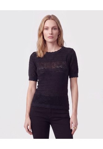 Camiseta De Punto Calado Para Mujer  Para Mujer Negro Patprimo Patprimo