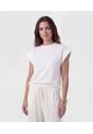 Camiseta Manga Corta Con Doblez   Para Mujer Blanco Patprimo de Patprimo