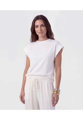 Camiseta Manga Corta Con Doblez   Para Mujer Blanco Patprimo Patprimo