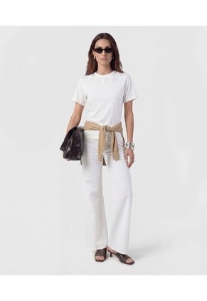 Jeans Wide Leg Tiro Alto Para Mujer Blanco Patprimo