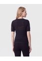 Camiseta De Punto Calado Para Mujer  Para Mujer Negro Patprimo de Patprimo