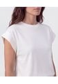 Camiseta Manga Corta Con Doblez   Para Mujer Blanco Patprimo de Patprimo