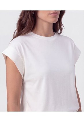 Camiseta Manga Corta Con Doblez   Para Mujer Blanco Patprimo