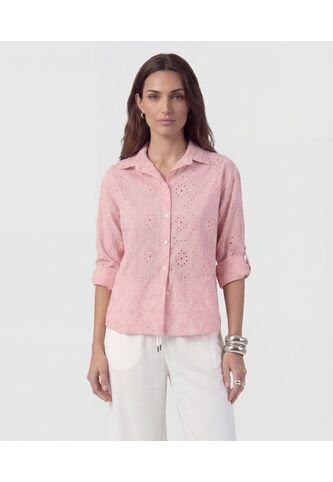 Camisa En Broderie Con Charretera   Para Mujer Rosa Patprimo Patprimo