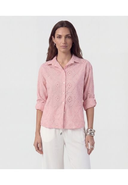 Camisa En Broderie Con Charretera   Para Mujer Rosa Patprimo