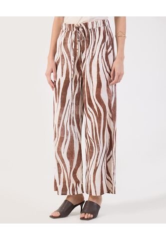 Pantalón Palazzo Estampado  Para Mujer Café Patprimo Patprimo