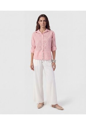 Camisa En Broderie Con Charretera   Para Mujer Rosa Patprimo